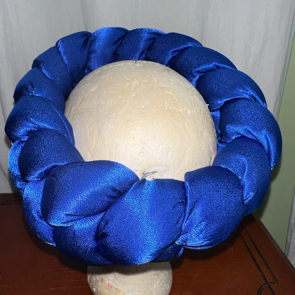 Blue Satin Braid Headband With Rhinestones - One Size